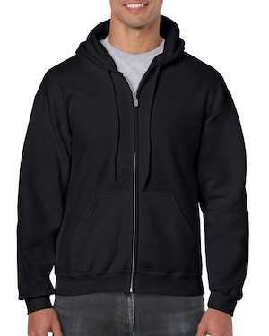 Black Heavy Cotton Zip Hoodie